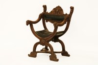 Lot 654 - A 19th century Italianate walnut 'X' frame chair