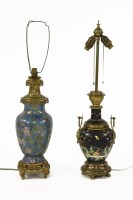 Lot 318 - A French cloisonné and gilt mounted table lamp