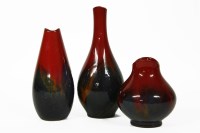 Lot 207 - Three Royal Doulton 'flambé veined'  vases