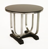 Lot 74 - An Art Deco chrome and black glass occasional table
