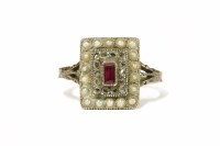 Lot 14 - A gold baguette cut synthetic ruby