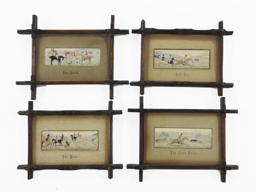 Lot 389 - A set of four Stevengraphs: The Meet; The First Point; Full Cry; The Death'