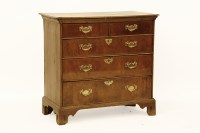 Lot 686 - An 18th century walnut and oak chest of five drawers. 94 x 51 x 90cm high