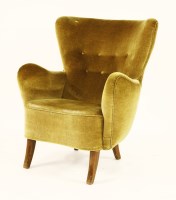 Lot 241 - A Danish olive upholstered armchair