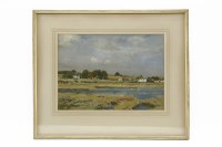 Lot 425 - Bertram Walter Priestman (1868-1951) 
VIEW ACROSS MARSHES TO CABLED HOUSE 
signed with initials