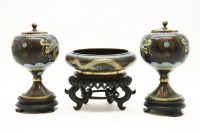 Lot 338 - A pair of Japanese cloisonné vase and covers