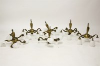 Lot 284 - A set of six five branch ceiling lights