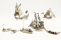 Lot 116 - A miniature silver rocking galleon