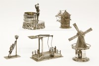 Lot 117 - A miniature silver model of a lamp lighter and a drawbridge