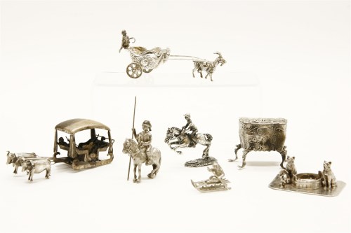 Lot 119 - Seven miniature silver toys