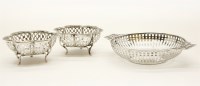 Lot 165 - Three early 20th century three silver bon bon dishes