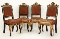 Lot 672 - A set of four painted and gilt dining chairs