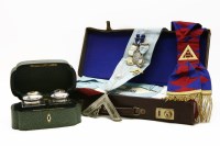Lot 187 - A case containing a quantity of masonic items
