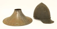 Lot 42 - A 16th century-style jousting lance guard and a helmet