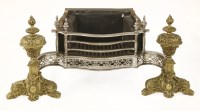Lot 583 - A steel and brass fire basket
