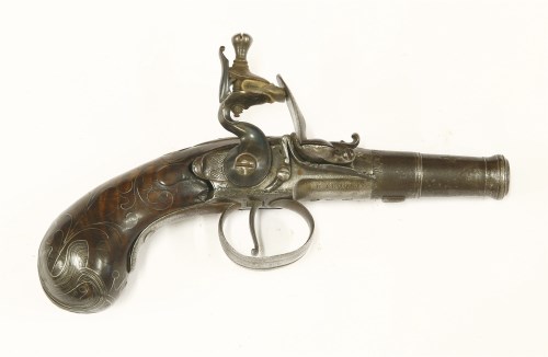 Lot 109 - A Queen Anne-type flintlock cannon barrel pistol