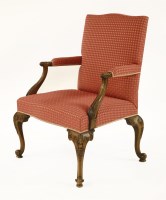 Lot 605 - A George III-style mahogany library chair