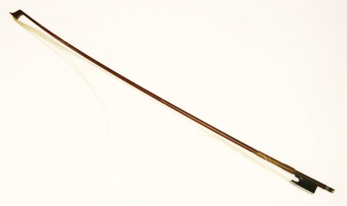 Lot 242 - A nickel-mounted violin bow