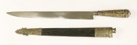 Lot 62 - A South American silver-hilted and mounted presentation knife in a leather sheath