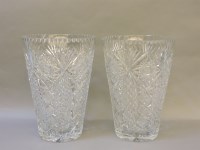 Lot 351 - A pair of cut glass vases
