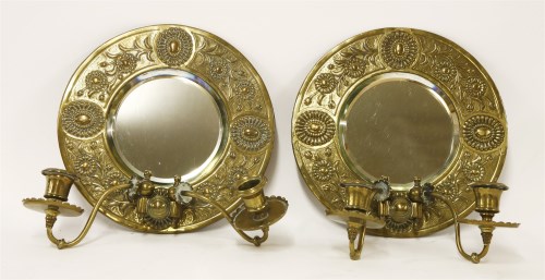Lot 27 - A pair of brass wall mirrors
