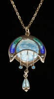 Lot 10 - An Arts & Crafts sterling silver and enamel pendant