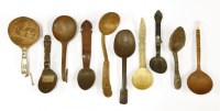 Lot 168 - A collection of treen and horn spoons