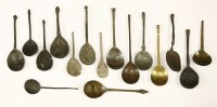 Lot 171 - Sixteen early metal and pewter spoons