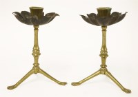 Lot 45 - A pair of W A S Benson brass candlesticks