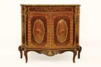 Lot 626 - An Epstein marble topped burr walnut and kingwood side cabinet