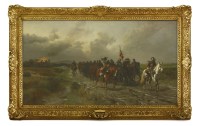 Lot 452 - Ernest Crofts RA (1847-1911)
'IRONSIDES RETURNING FROM SACKING A CAVALIER'S HOUSE'
Signed and dated '76  l.l.