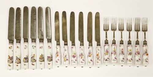 Lot 176 - Porcelain-handled cutlery