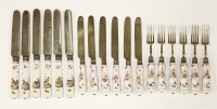 Lot 176 - Porcelain-handled cutlery