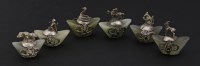 Lot 65 - An unusual set of six silver and jade zodiac animals