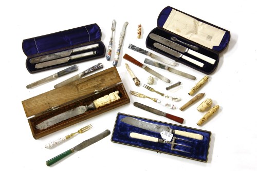 Lot 101 - A collection of 18th century and later silver handles knives