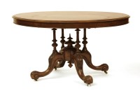 Lot 475 - A Victorian strung and crossbanded walnut oval loo table