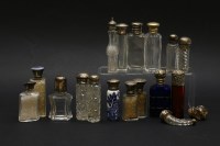 Lot 71 - Seventeen glass and one ceramic scent bottles