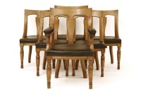 Lot 448 - A set of six late 19th century oak dining chairs