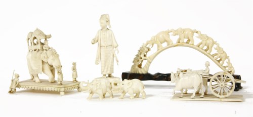 Lot 288 - A Kashmir ivory group of an elephant