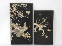 Lot 335 - Two late 19th century black lacquered panels