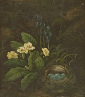 Lot 400B - William Henry Hunt (1790-1864)
PRIMULAS AND A BIRD'S NEST ON A MOSSY BANK
Signed l.c.