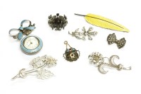 Lot 56A - A collection of items to include a silver gilt enamel and foiled enamel pendant c.1900