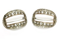 Lot 57A - A cased pair of silver paste stone curved buckles