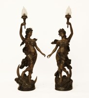 Lot 478 - A pair of large modern bronze lamp ladies