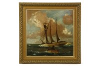 Lot 357 - William Hyams
A SCHOONER PUTTING OUT FROM THE SOUTH COAST
Signed l.l.