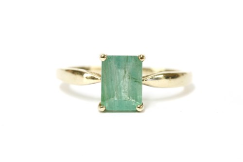 Lot 3 - A 9ct gold single stone emerald cut emerald ring