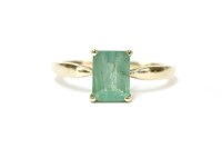 Lot 3 - A 9ct gold single stone emerald cut emerald ring