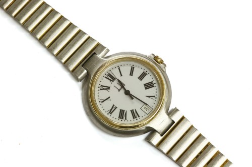 Lot 19 - A gentleman's mid size bi-colour Dunhill quartz bracelet watch