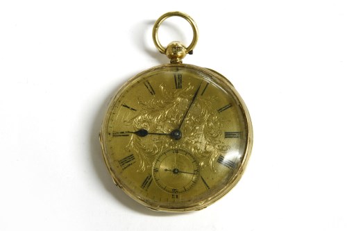 Lot 55 - A Continental 18ct gold open faced pocket watch