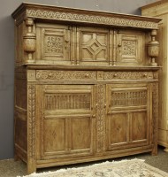 Lot 431 - A large 17th century and later oak court cupboard